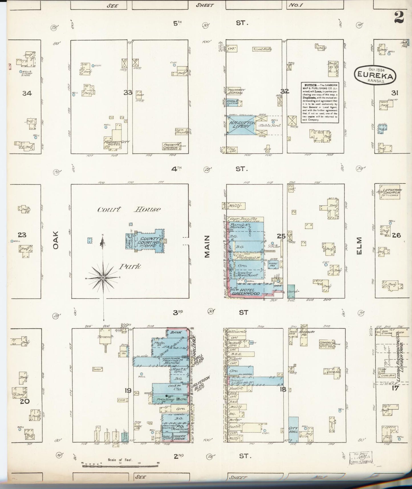 Sanborn Fire Insurance Map from Eureka, Greenwood County, Kansas (1884), Sheet #0002 - Complete Map Set gallery image, historic Sanborn map, vintage wall art, Kansas Kansas