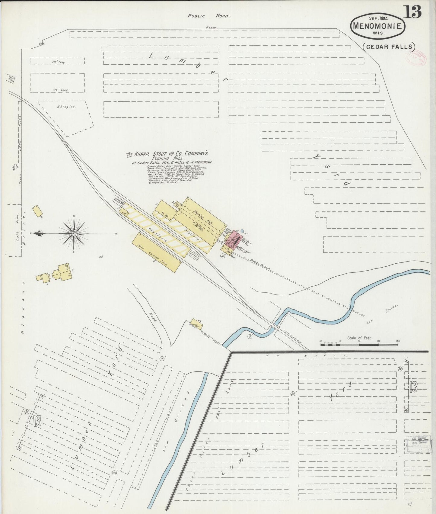Sanborn Fire Insurance Map from Menomonie, Dunn County, Wisconsin (1894), Sheet #0013 - Complete Map Set gallery image, historic Sanborn map, vintage wall art, Wisconsin Wisconsin