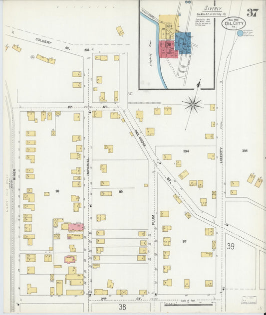 Sanborn Fire Insurance Map from Oil City, Venango County, Pennsylvania (1906), Sheet #0037 - Historic Sanborn Fire Insurance Map Print, vintage old map wall art, antique decor, genealogy gift, Pennsylvania Pennsylvania map