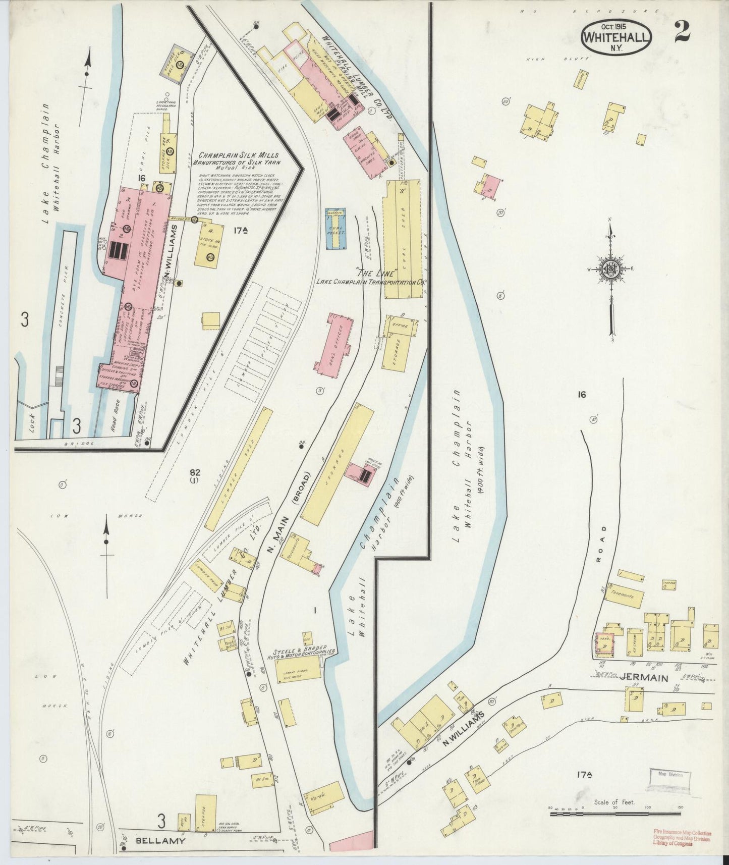 Sanborn Fire Insurance Map from Whitehall, Washington County, New York (1915), Sheet #0002 - Historic Sanborn Fire Insurance Map Print, vintage old map wall art, antique decor, genealogy gift, New York New York map
