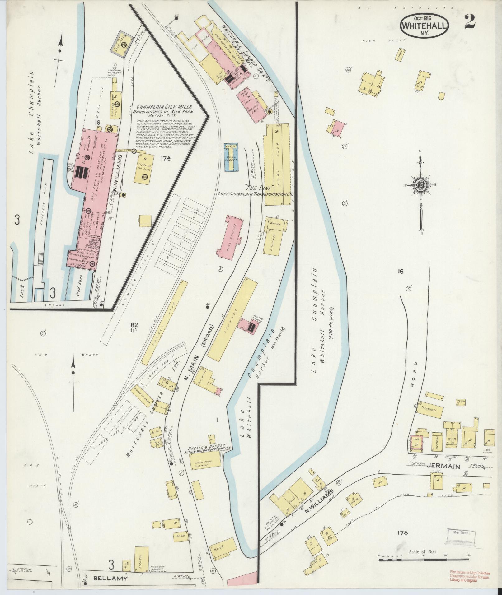 Sanborn Fire Insurance Map from Whitehall, Washington County, New York (1915), Sheet #0002 - Historic Sanborn Fire Insurance Map Print, vintage old map wall art, antique decor, genealogy gift, New York New York map