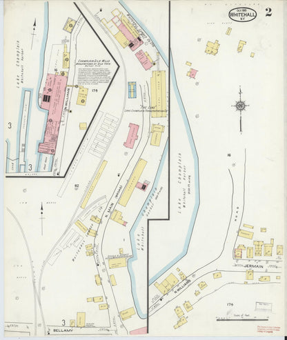 Sanborn Fire Insurance Map from Whitehall, Washington County, New York (1915), Sheet #0002 - Historic Sanborn Fire Insurance Map Print, vintage old map wall art, antique decor, genealogy gift, New York New York map
