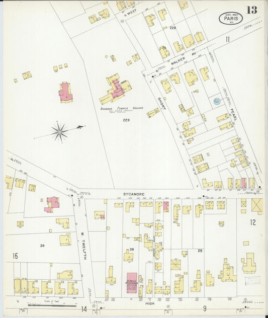 Sanborn Fire Insurance Map from Paris, Bourbon County, Kentucky (1907), Sheet #0013 - Historic Sanborn Fire Insurance Map Print, vintage old map wall art, antique decor, genealogy gift, Kentucky Kentucky map