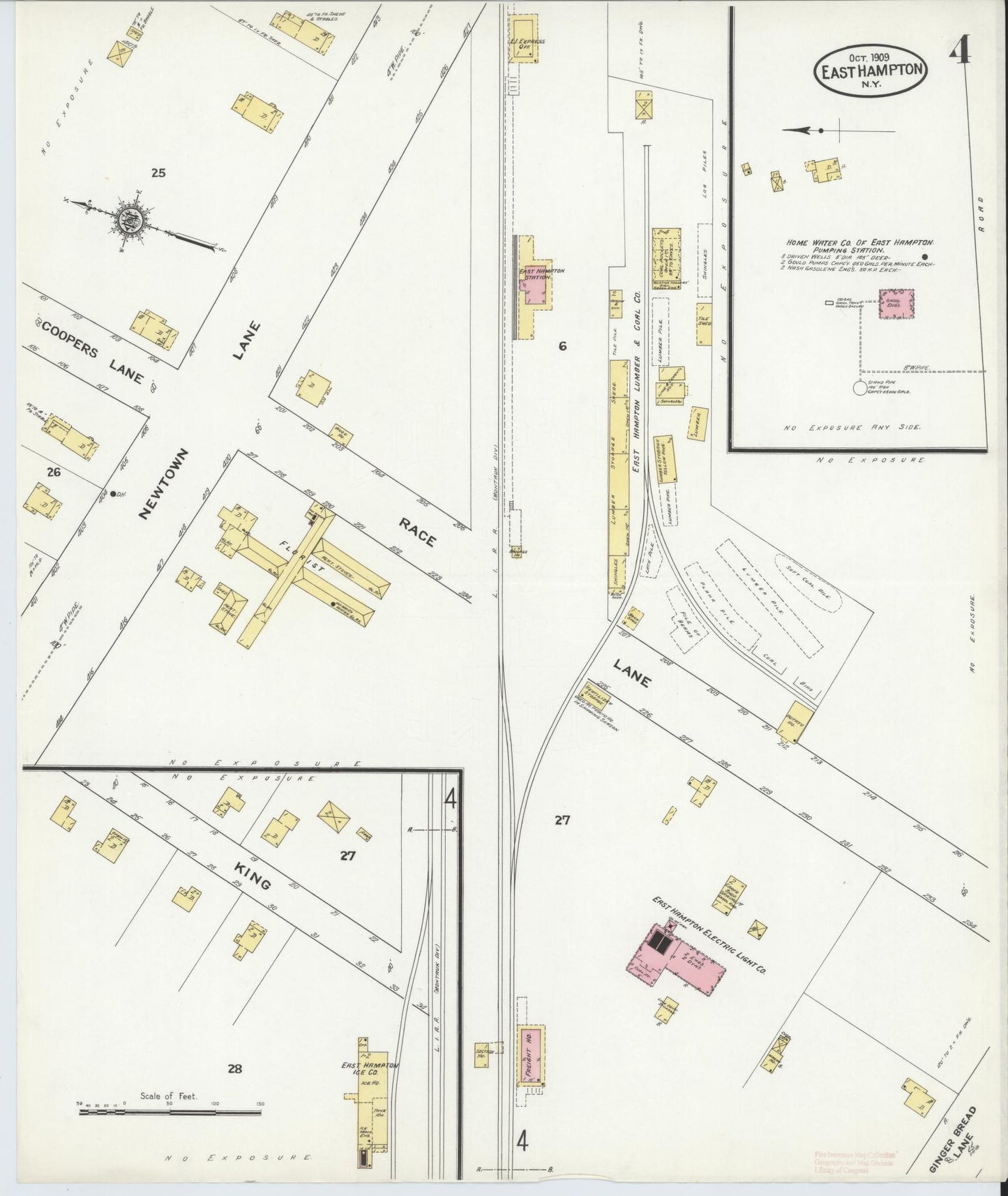 Sanborn Fire Insurance Map from Easthampton, Suffolk County, New York (1909), Sheet #0004 - Complete Map Set gallery image, historic Sanborn map, vintage wall art, New York New York