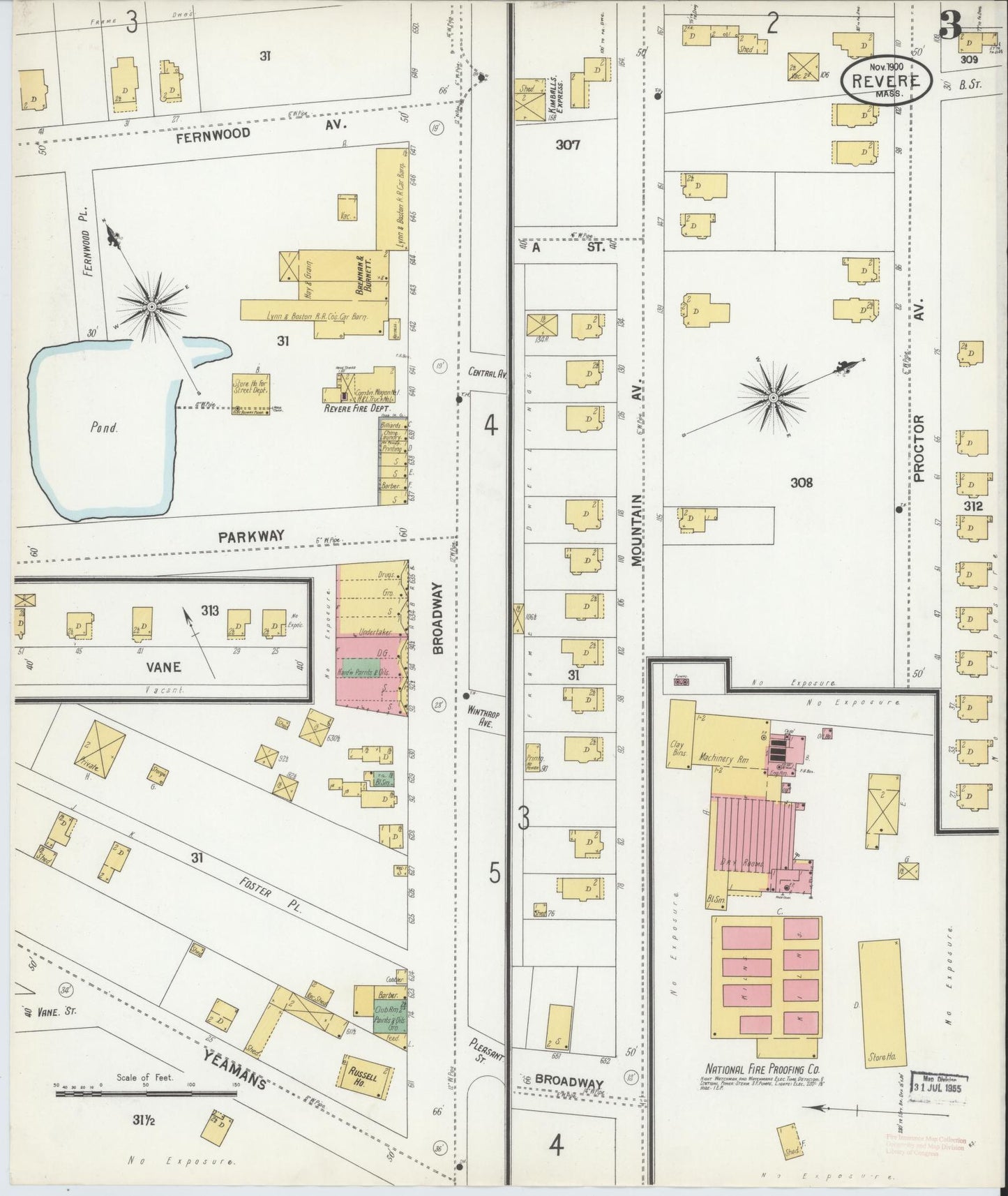 Sanborn Fire Insurance Map from Revere, Suffolk County, Massachusetts (1900), Sheet #0003 - Complete Map Set gallery image, historic Sanborn map, vintage wall art, Massachusetts Massachusetts