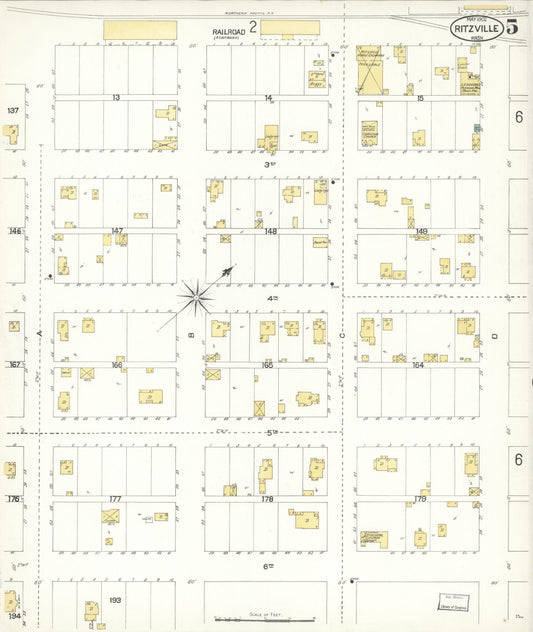 Sanborn Fire Insurance Map from Ritzville, Adams County, Washington (1902), Sheet #0005 - Historic Sanborn Fire Insurance Map Print, vintage old map wall art, antique decor, genealogy gift, Washington Washington map
