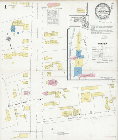 Sanborn Fire Insurance Map from Sunderland, Franklin County, Massachusetts (1915), Sheet #0005 - Historic Sanborn Fire Insurance Map Print, vintage old map wall art, antique decor, genealogy gift, Massachusetts Massachusetts map