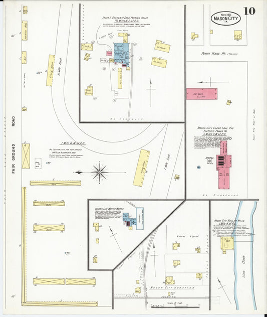 Sanborn Fire Insurance Map from Mason City, Cerro Gordo County, Iowa (1901), Sheet #0010 - Historic Sanborn Fire Insurance Map Print, vintage old map wall art