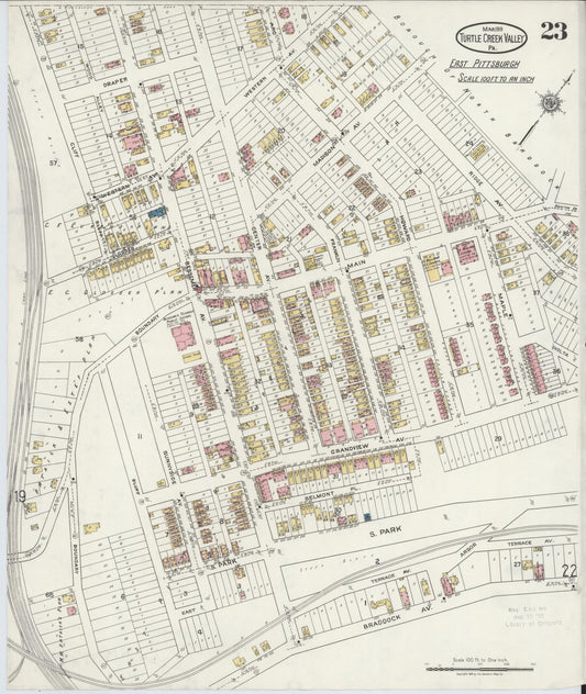 Sanborn Fire Insurance Map from Turtle Creek Valley, Allegheny County, Pennsylvania (1919), Sheet #0023 - Historic Sanborn Fire Insurance Map Print, vintage old map wall art, antique decor, genealogy gift, Pennsylvania Pennsylvania map