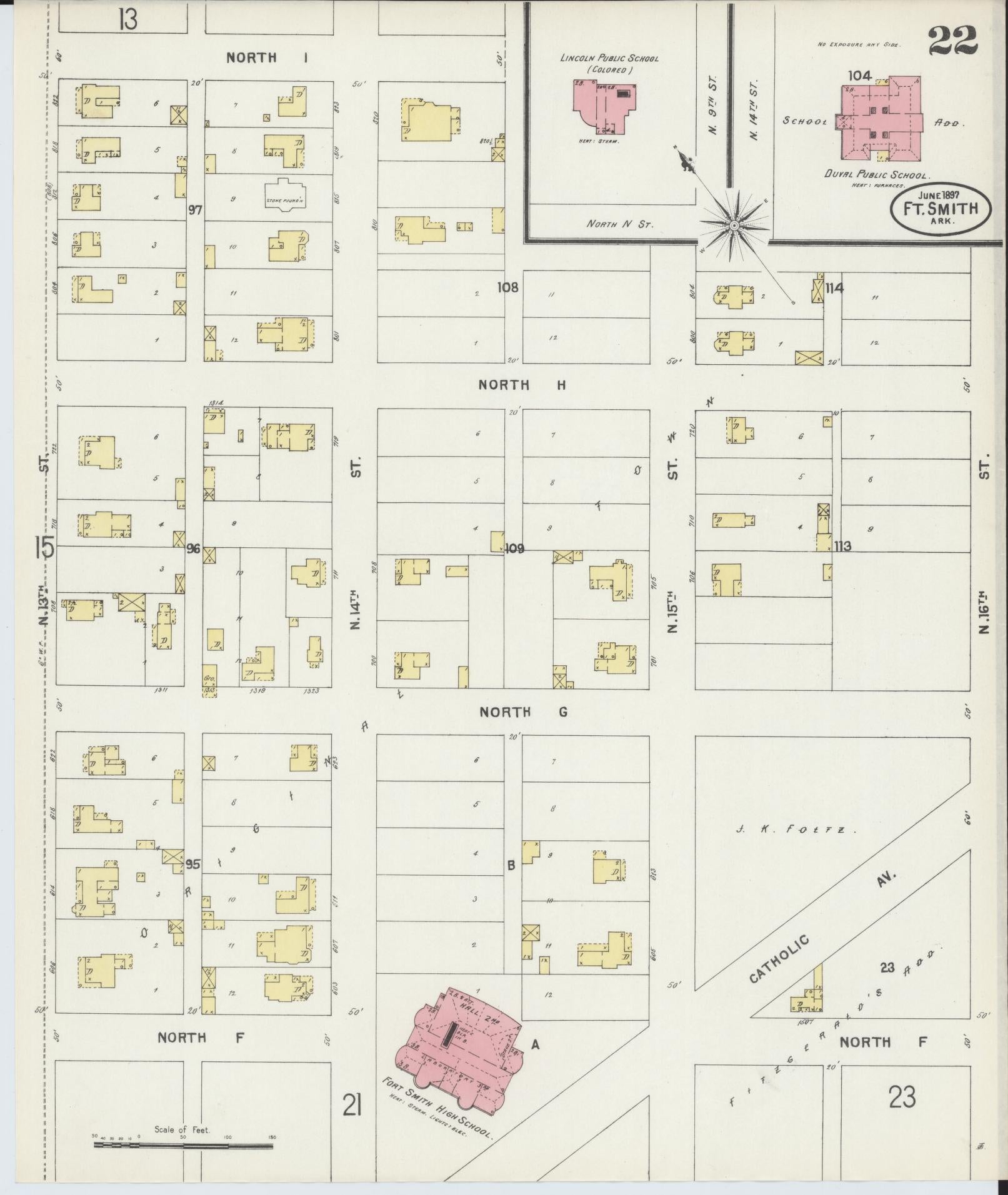 Sanborn Fire Insurance Map from Fort Smith, Sebastian County, Arkansas (1897), Sheet #0022 - Historic Sanborn Fire Insurance Map Print, vintage old map wall art, antique decor, genealogy gift, Arkansas Arkansas map