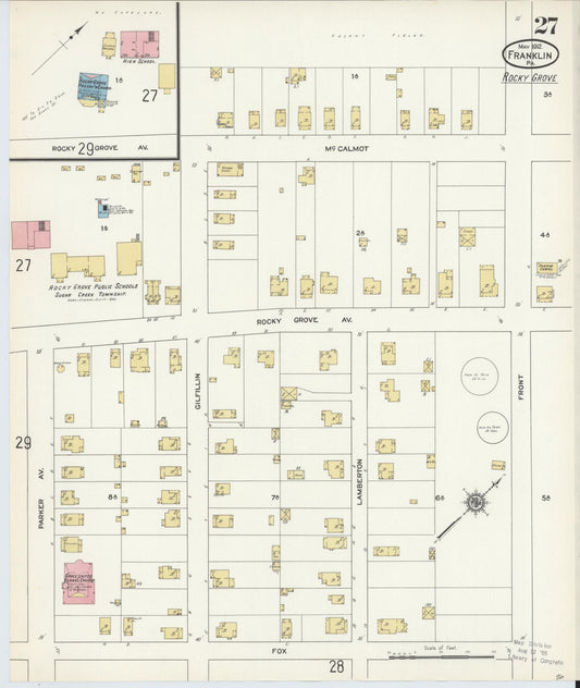Sanborn Fire Insurance Map from Franklin, Venango County, Pennsylvania (1912), Sheet #0027 - Historic Sanborn Fire Insurance Map Print, vintage old map wall art, antique decor, genealogy gift, Pennsylvania Pennsylvania map