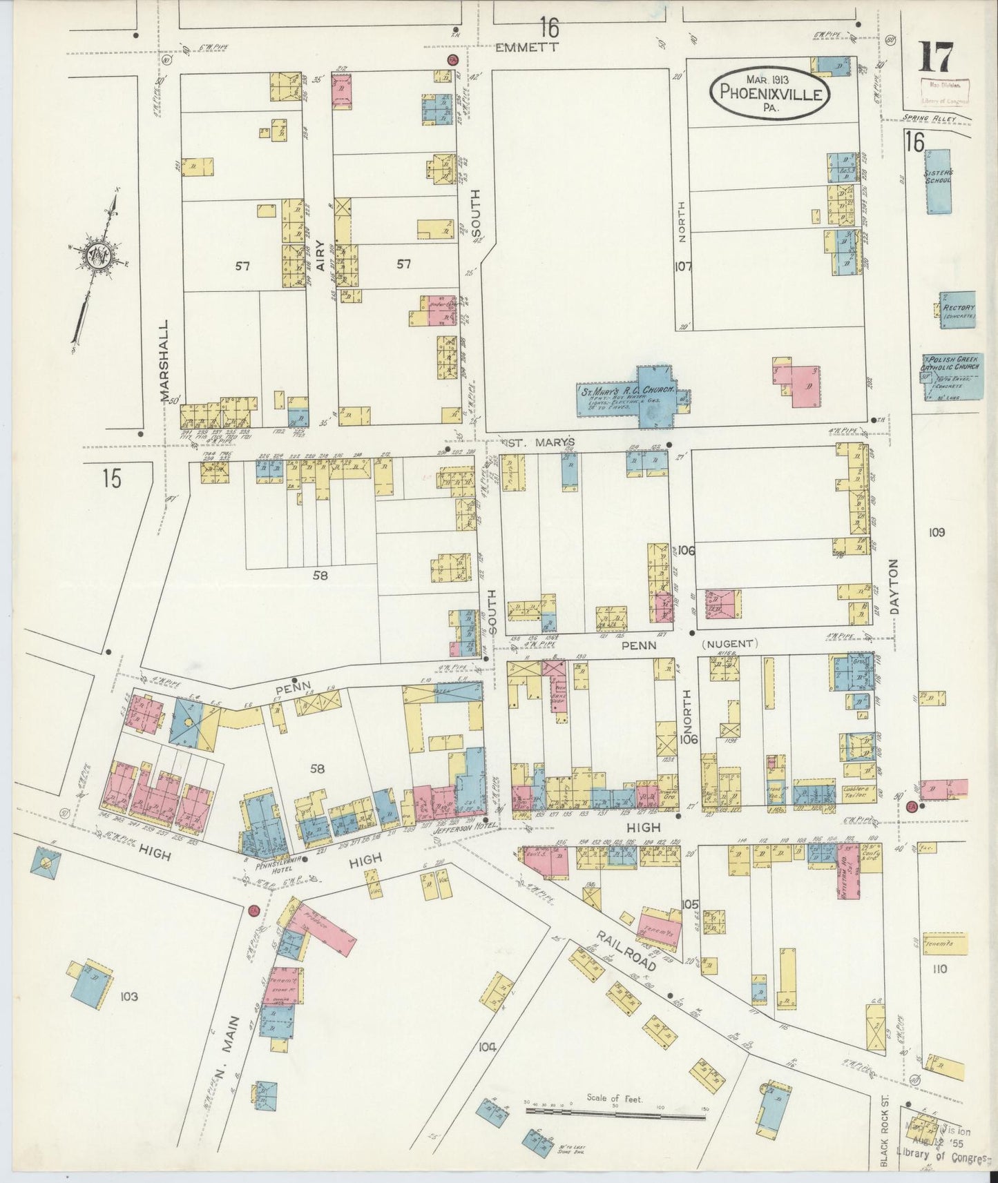 Sanborn Fire Insurance Map from Phoenixville, Chester County, Pennsylvania (1913), Sheet #0017 - Complete Map Set gallery image, historic Sanborn map, vintage wall art, Pennsylvania Pennsylvania