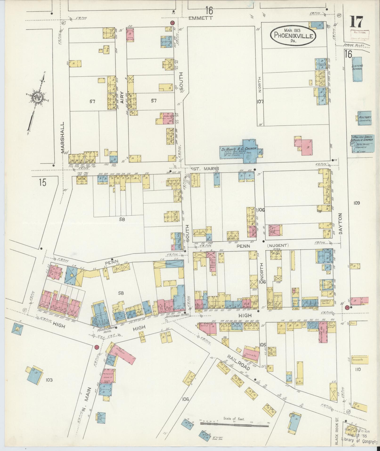 Sanborn Fire Insurance Map from Phoenixville, Chester County, Pennsylvania (1913), Sheet #0017 - Complete Map Set gallery image, historic Sanborn map, vintage wall art, Pennsylvania Pennsylvania