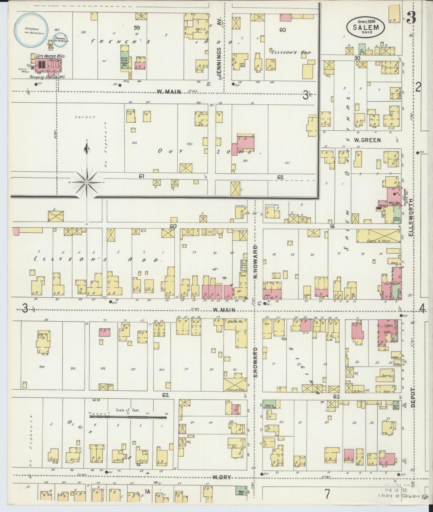 Sanborn Fire Insurance Map from Salem, Columbiana County, Ohio (1898), Sheet #0003 - Complete Map Set gallery image, historic Sanborn map, vintage wall art, Ohio Ohio