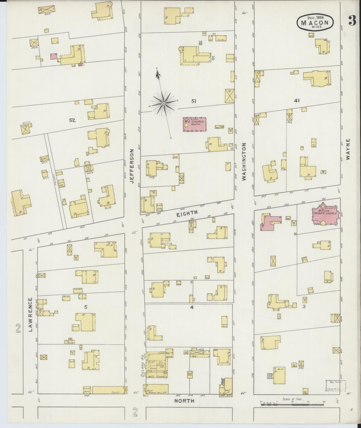 Sanborn Fire Insurance Map from Macon, Noxubee County, Mississippi (1894), Sheet #0003 - Complete Map Set gallery image, historic Sanborn map, vintage wall art, Mississippi Mississippi