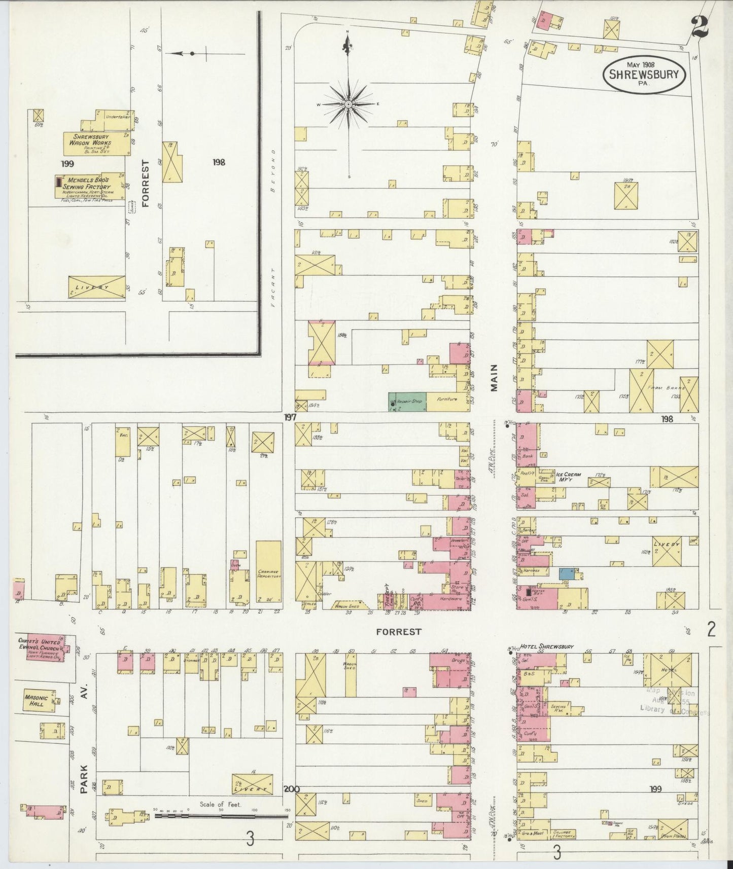 Sanborn Fire Insurance Map from Shrewsbury, York County, Pennsylvania (1908), Sheet #0002 - Complete Map Set gallery image, historic Sanborn map, vintage wall art, Pennsylvania Pennsylvania