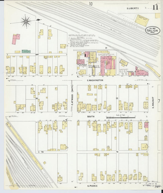Sanborn Fire Insurance Map from Galion, Crawford County, Ohio (1907), Sheet #0011 - Historic Sanborn Fire Insurance Map Print, vintage old map wall art, antique decor, genealogy gift, Ohio Ohio map
