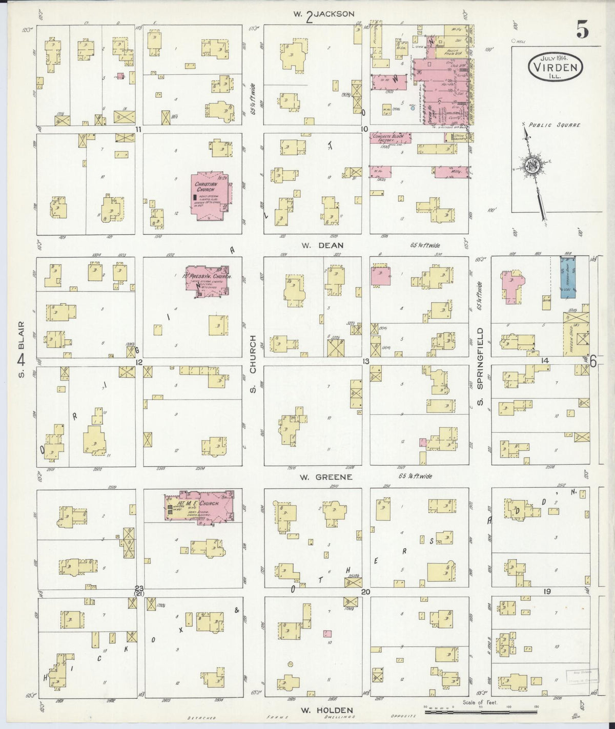 Sanborn Fire Insurance Map from Virden, Macoupin County, Illinois (1914), Sheet #0005 - Complete Map Set gallery image, historic Sanborn map, vintage wall art, Illinois Illinois