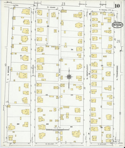 Sanborn Fire Insurance Map from McKinney, Collin County, Texas (1920), Sheet #0010 - Historic Sanborn Fire Insurance Map Print, vintage old map wall art, antique decor, genealogy gift, Texas Texas map
