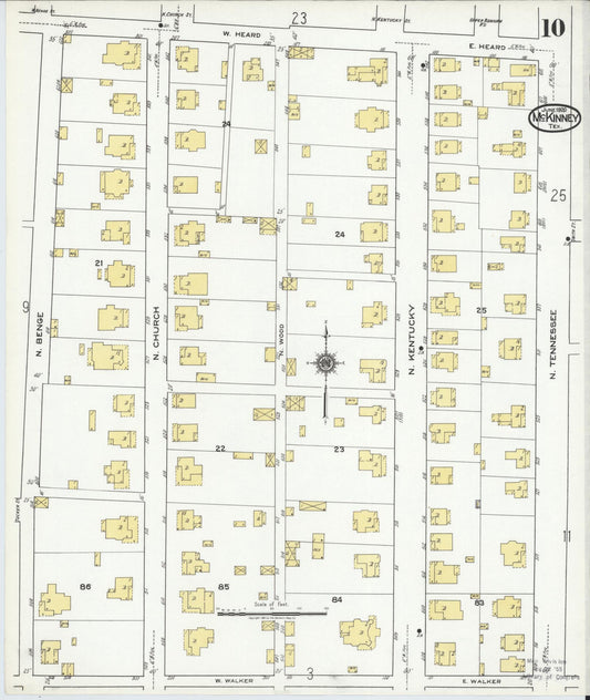 Sanborn Fire Insurance Map from McKinney, Collin County, Texas (1920), Sheet #0010 - Historic Sanborn Fire Insurance Map Print, vintage old map wall art, antique decor, genealogy gift, Texas Texas map