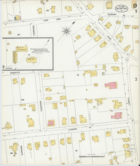 Sanborn Fire Insurance Map from Newton, Sussex County, New Jersey (1903), Sheet #0009 - Historic Sanborn Fire Insurance Map Print, vintage old map wall art, antique decor, genealogy gift, New Jersey New Jersey map