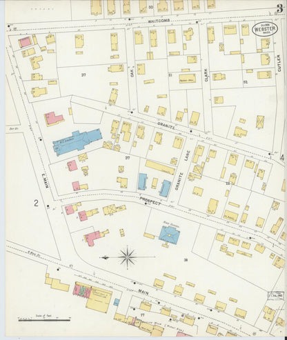 Sanborn Fire Insurance Map from Webster, Worcester County, Massachusetts (1898), Sheet #0003 - Complete Map Set gallery image, historic Sanborn map, vintage wall art, Massachusetts Massachusetts