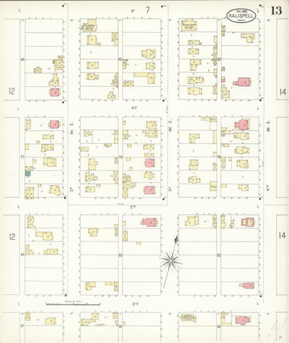 Sanborn Fire Insurance Map from Kalispell, Flathead County, Montana (1899), Sheet #0013 - Complete Map Set gallery image, historic Sanborn map, vintage wall art, Montana Montana