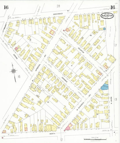 Sanborn Fire Insurance Map from Burlington, Chittenden County, Vermont (1926), Sheet #0016 - Complete Map Set gallery image, historic Sanborn map, vintage wall art, Vermont Vermont
