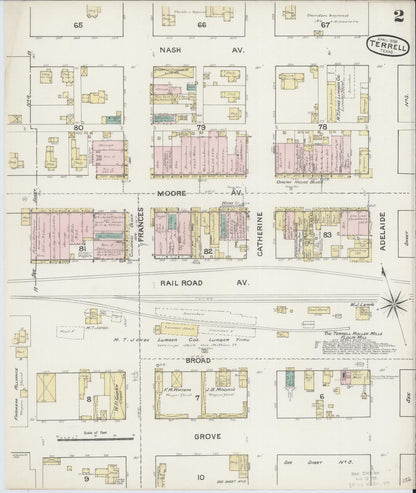 Sanborn Fire Insurance Map from Terrell, Kaufman County, Texas (1888), Sheet #0002 - Complete Map Set gallery image, historic Sanborn map, vintage wall art, Texas Texas