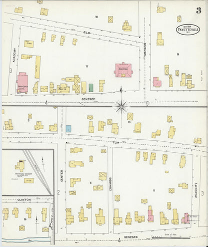 Sanborn Fire Insurance Map from Fayetteville, Onondaga County, New York (1904), Sheet #0003 - Historic Sanborn Fire Insurance Map Print, vintage old map wall art, antique decor, genealogy gift, New York New York map