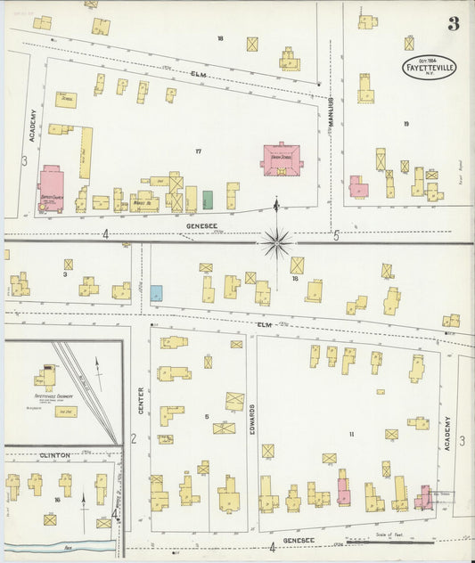 Sanborn Fire Insurance Map from Fayetteville, Onondaga County, New York (1904), Sheet #0003 - Historic Sanborn Fire Insurance Map Print, vintage old map wall art, antique decor, genealogy gift, New York New York map
