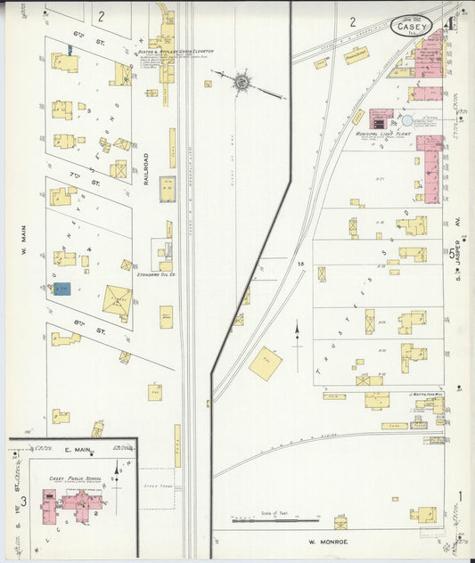 Sanborn Fire Insurance Map from Casey, Clark County, Illinois (1912), Sheet #0004 - Historic Sanborn Fire Insurance Map Print, vintage old map wall art, antique decor, genealogy gift, Illinois Illinois map