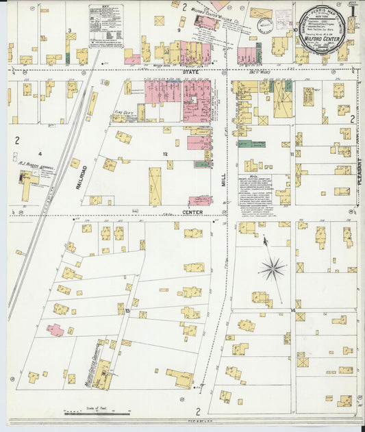 Sanborn Fire Insurance Map from Milford Center, Union County, Ohio (1901), Sheet #0001 - Historic Sanborn Fire Insurance Map Print, vintage old map wall art, antique decor, genealogy gift, Ohio Ohio map