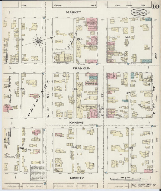 Sanborn Fire Insurance Map from Winona, Winona County, Minnesota (1884), Sheet #0010 - Historic Sanborn Fire Insurance Map Print, vintage old map wall art, antique decor, genealogy gift, Minnesota Minnesota map