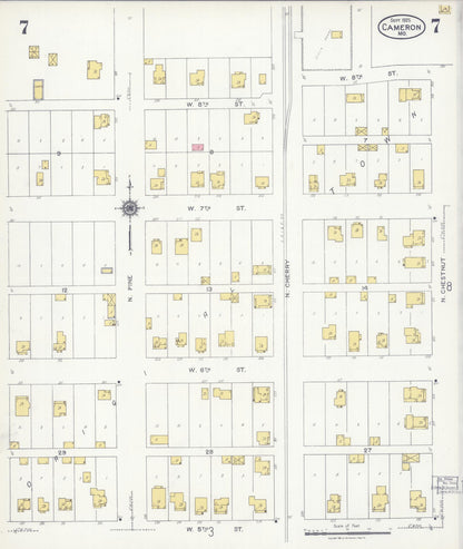 Sanborn Fire Insurance Map from Cameron, Clinton County, Missouri (1925), Sheet #0007 - Complete Map Set gallery image, historic Sanborn map, vintage wall art, Missouri Missouri