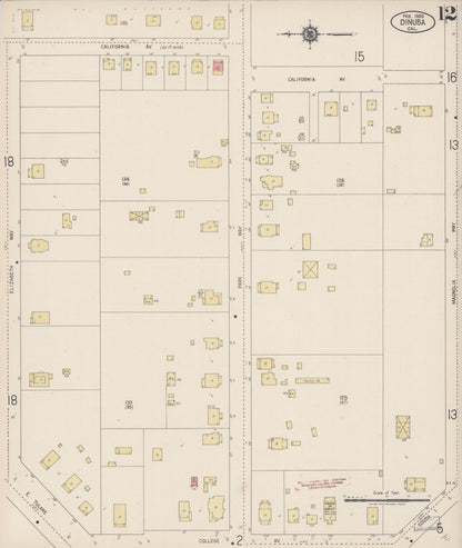 Sanborn Fire Insurance Map from Dinuba, Tulare County, California (1920), Sheet #0012 - Complete Map Set gallery image, historic Sanborn map, vintage wall art, California California