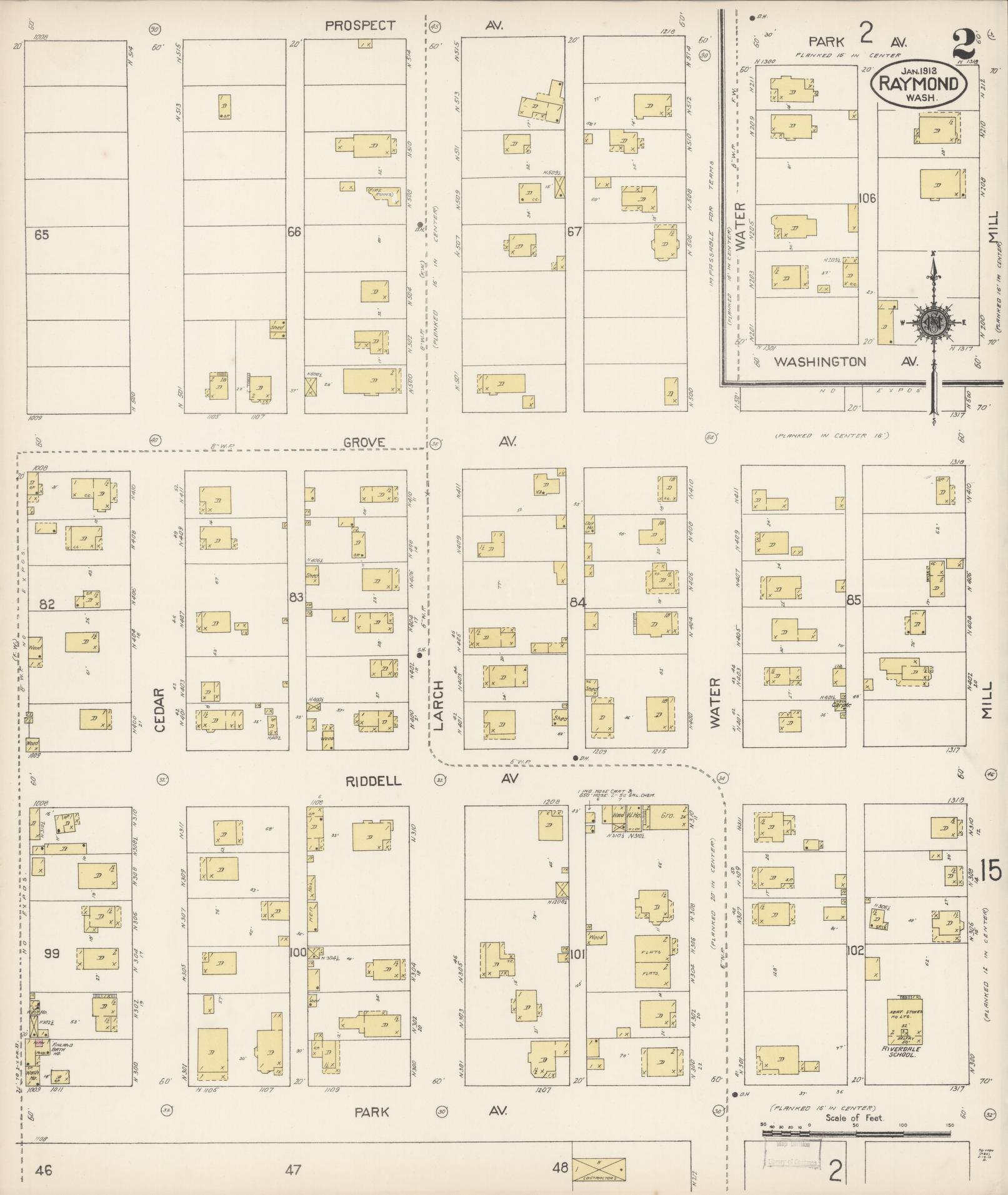 Sanborn Fire Insurance Map from Raymond, Pacific County, Washington (1913), Sheet #0002 - Complete Map Set gallery image, historic Sanborn map, vintage wall art, Washington Washington