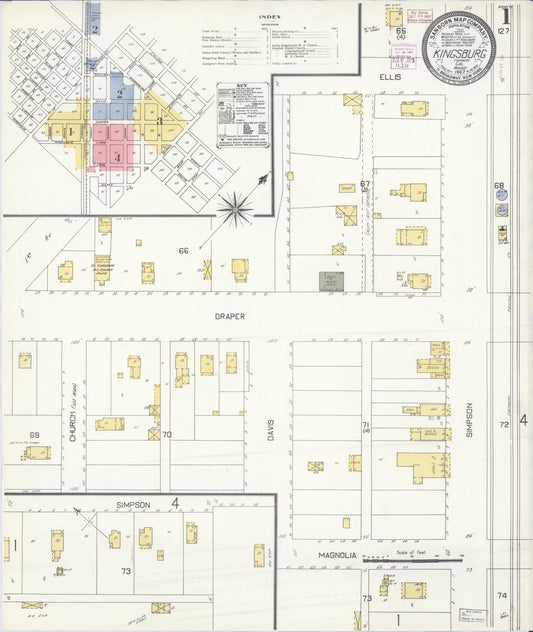 Sanborn Fire Insurance Map from Kingsburg, Fresno County, California (1907), Sheet #0001 - Complete Map Set gallery image, historic Sanborn map, vintage wall art, California California