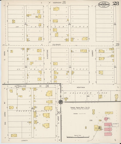 Sanborn Fire Insurance Map from Sheridan, Sheridan County, Wyoming (1912), Sheet #0028 - Complete Map Set gallery image, historic Sanborn map, vintage wall art, Wyoming Wyoming