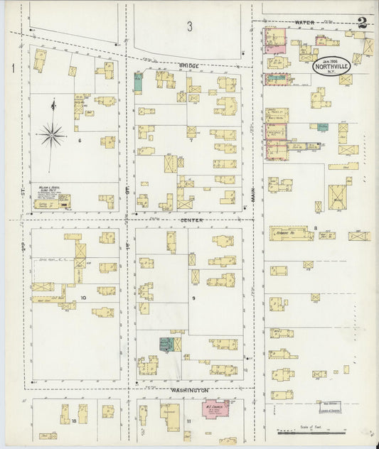 Sanborn Fire Insurance Map from Northville, Fulton County, New York (1906), Sheet #0002 - Historic Sanborn Fire Insurance Map Print, vintage old map wall art, antique decor, genealogy gift, New York New York map