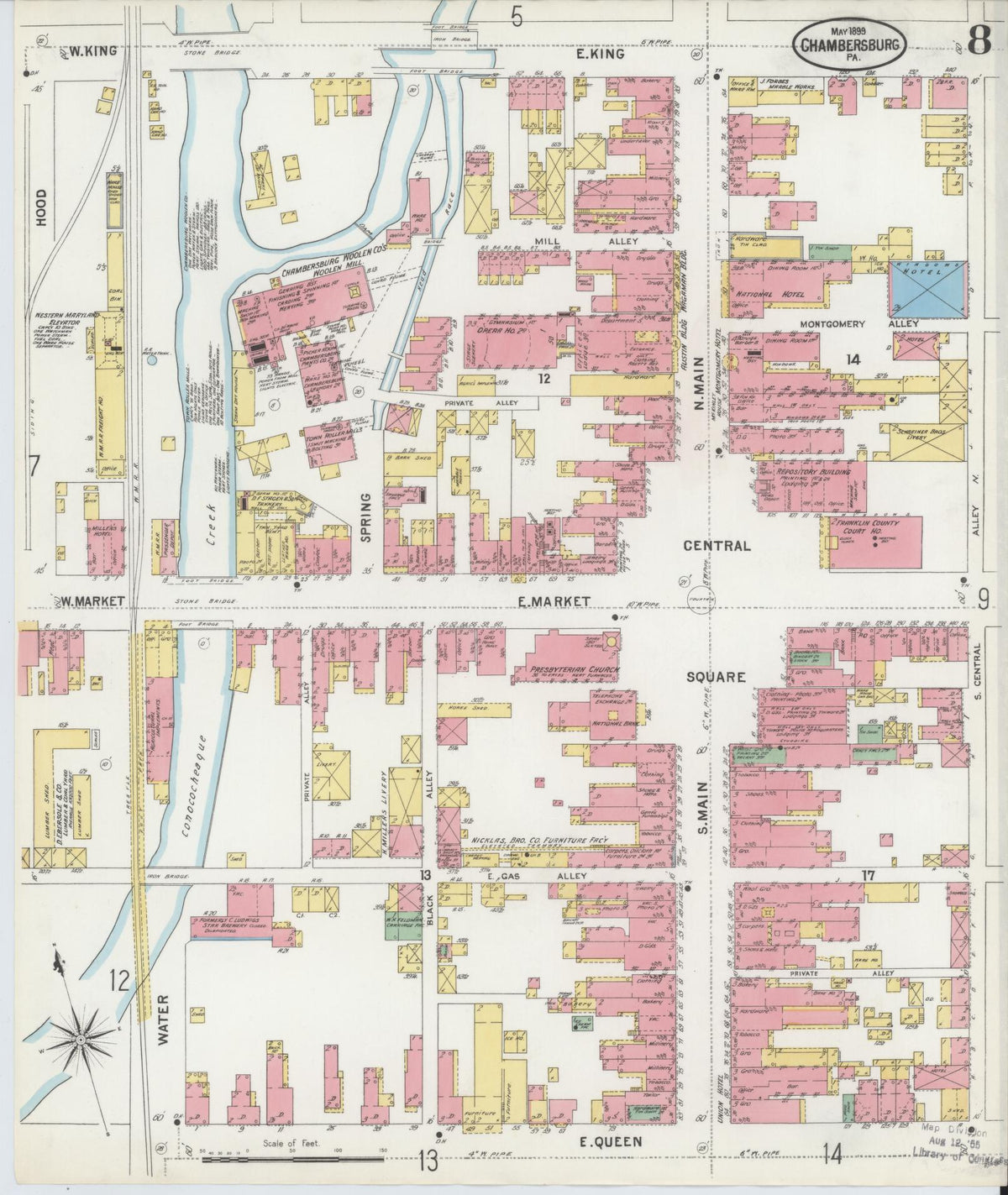 Sanborn Fire Insurance Map from Chambersburg, Franklin County, Pennsylvania (1899), Sheet #0008 - Complete Map Set gallery image, historic Sanborn map, vintage wall art, Pennsylvania Pennsylvania
