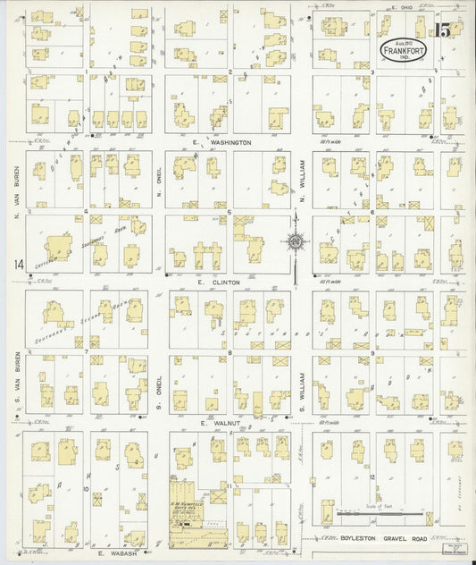 Sanborn Fire Insurance Map from Frankfort, Clinton County, Indiana (1912), Sheet #0015 - Historic Sanborn Fire Insurance Map Print, vintage old map wall art, antique decor, genealogy gift, Indiana Indiana map