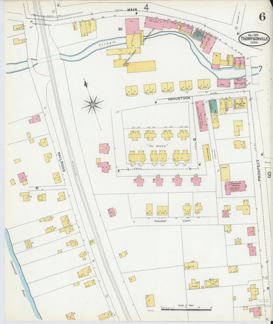 Sanborn Fire Insurance Map from Thompsonville, Hartford County, Connecticut (1905), Sheet #0006 - Historic Sanborn Fire Insurance Map Print, vintage old map wall art, antique decor, genealogy gift, Connecticut Connecticut map