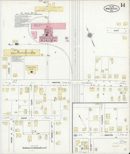 Sanborn Fire Insurance Map from Winchester, Middlesex County, Massachusetts (1910), Sheet #0014 - Historic Sanborn Fire Insurance Map Print, vintage old map wall art, antique decor, genealogy gift, Massachusetts Massachusetts map