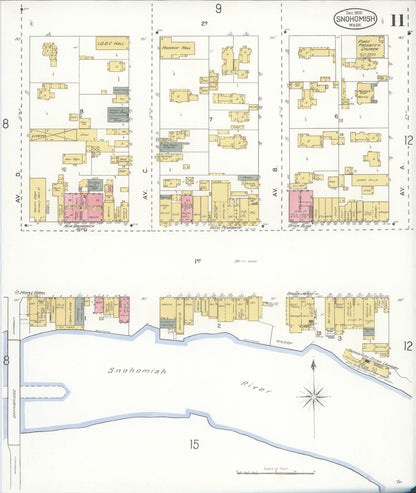 Sanborn Fire Insurance Map from Snohomish, Snohomish County, Washington (1905), Sheet #0011 - Complete Map Set gallery image, historic Sanborn map, vintage wall art, Washington Washington