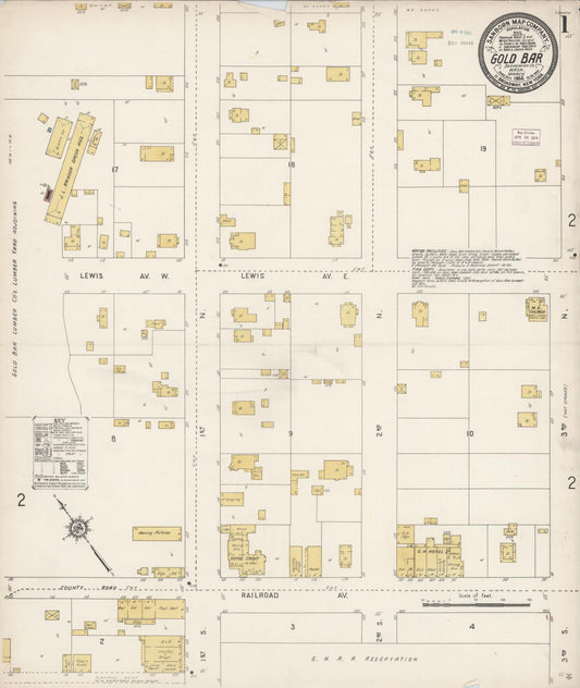 Sanborn Fire Insurance Map from Gold Bar, Snohomish County, Washington (1914), Sheet #0001 - Historic Sanborn Fire Insurance Map Print, vintage old map wall art, antique decor, genealogy gift, Washington Washington map