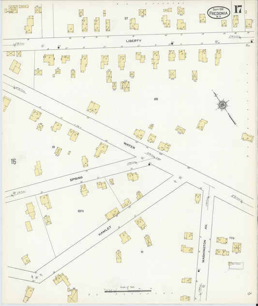 Sanborn Fire Insurance Map from Fredonia, Chautauqua County, New York (1912), Sheet #0017 - Historic Sanborn Fire Insurance Map Print, vintage old map wall art, antique decor, genealogy gift, New York New York map