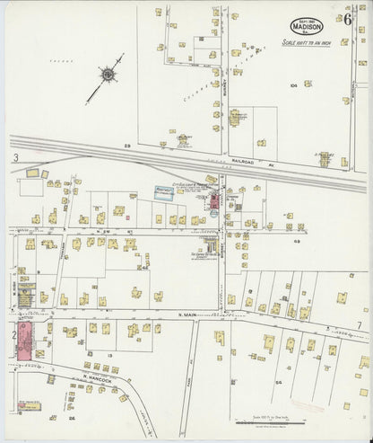 Sanborn Fire Insurance Map from Madison, Morgan County, Georgia (1921), Sheet #0006 - Complete Map Set gallery image, historic Sanborn map, vintage wall art, Georgia Georgia