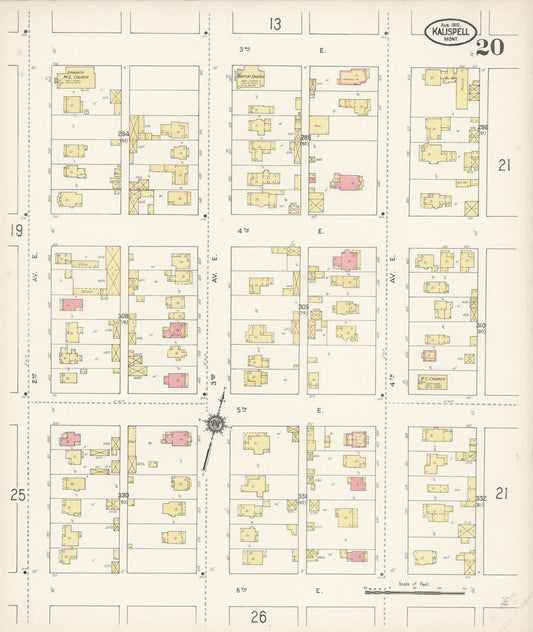 Sanborn Fire Insurance Map from Kalispell, Flathead County, Montana (1910), Sheet #0020 - Historic Sanborn Fire Insurance Map Print, vintage old map wall art, antique decor, genealogy gift, Montana Montana map