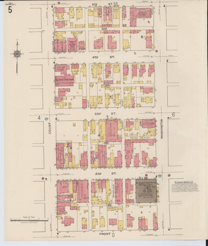 Sanborn Fire Insurance Map from Portsmouth, Scioto County, Ohio (1921), Sheet #0005 - Historic Sanborn Fire Insurance Map Print, vintage old map wall art, antique decor, genealogy gift, Ohio Ohio map